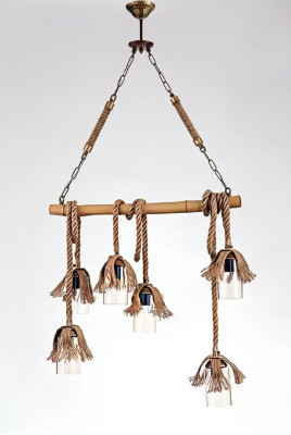 Lampe plafonnier lustre lustre plafonnier en bambou verre marron