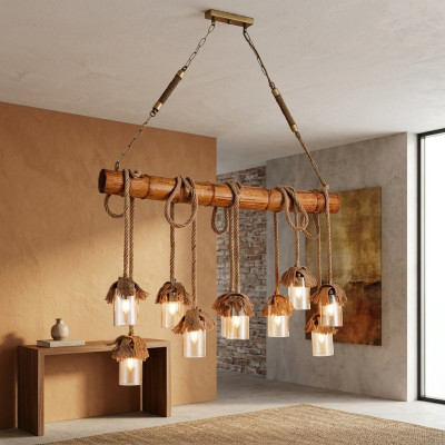 Plafonnier en bois moderne magnifique lustre suspendu Lustre en bambou lampe de plafond.