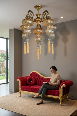 Lustre Lustre Lampe de plafond Lampes Verre Jaune Moderne