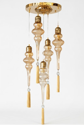 Lustre rond Plafonnier Lustre Lampe de plafond Lampes en verre Or