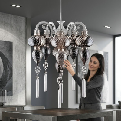 Plafonnier lustre Lustre Lustre Lampe de plafond Lampes Verre Argent nouveau