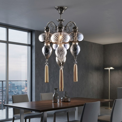 Lampes Plafonnier Lustre Lustre Lampe de plafond Verre Argent nouveau