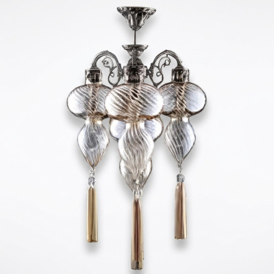 Lampes Plafonnier Lustre Lustre Lampe de plafond Verre Argent nouveau