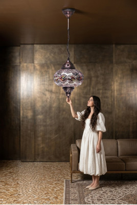 Plafonnier lustre Lustre Suspension Lampe Lampe en verre Argent neuf
