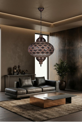 Lustre Plafonnier Lustre Lustre Lampes Verre Marron neuf