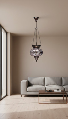 Lampes Luminaire Lustre Lustre Lampe de plafond Verre Argent nouveau