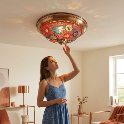 Lustre Lumière de plafond Lustre Plafonnier Lampes Verre Or Moderne