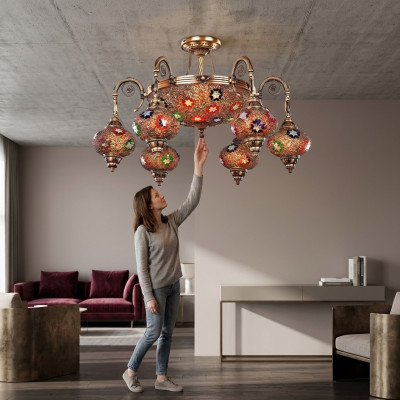 Plafonnier lustre Lustre Lustre Plafonnier Lampes Verre Or Luminaire