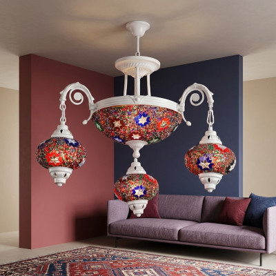 Plafonnier lustre Lustre Plafonnier Lampes Verre Art Blanc