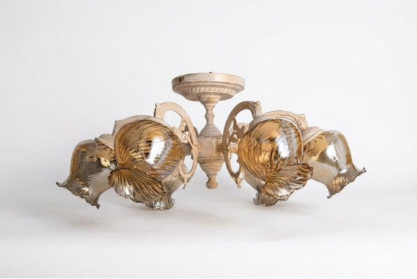 Plafonnier Lustre Lustre Lampes en verre beige Art