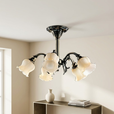 Plafonnier lustre Lustre Lampe de plafond Lampes Verre Gris Beige