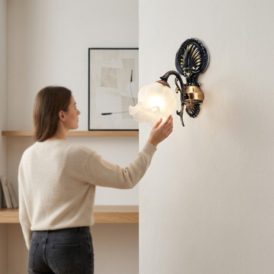 Lampe murale applique murale fleurs applique murale lustre appliques murales en verre gris