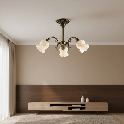 Plafonnier lustre fleurs lustre Lustre Lampe de plafond Lampe Verre Gris