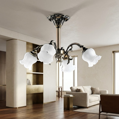 Lustre Plafonnier Fleurs Lustre Plafonnier Lampe Verre Gris