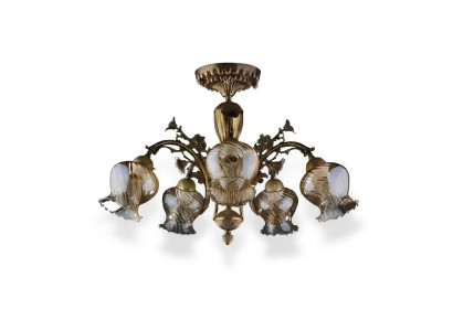 Lampe de plafond lustre plafond fleurs lustre lampe en verre marron