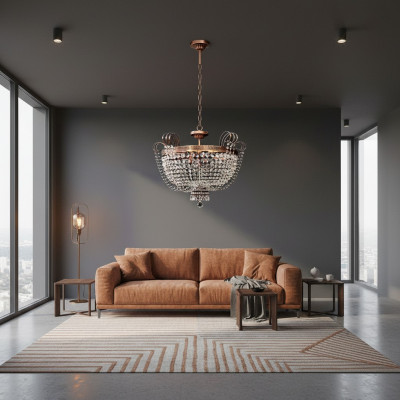 Lustre de plafond de luxe Lustre Lustre Lustre Lampe de plafond Or Cristal Lampe Ronde