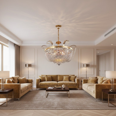 Lustre de luxe Plafonnier Lustre Lustre Lampe de plafond Or Lampe en cristal