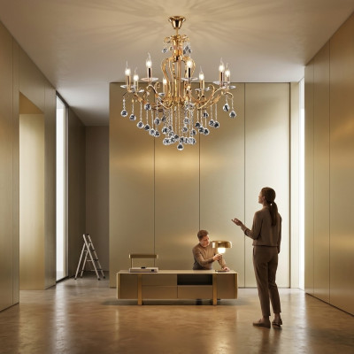 Lustre de plafond de luxe Lustre Lustre Lustre Lampe de plafond Cristal Or