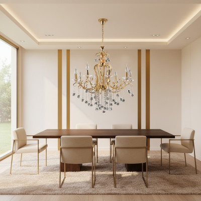 Lustre de plafond de luxe Lustre Lustre Lustre Lampe de plafond Cristal Or