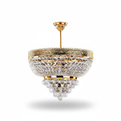 Lustre rond de luxe, plafonnier en cristal doré 50x60