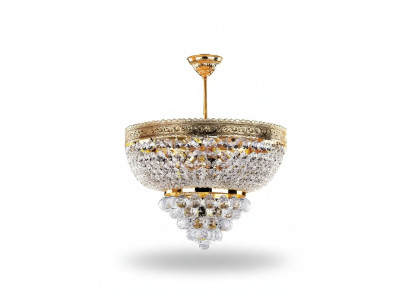Lustre rond de luxe, plafonnier en cristal doré 50x60