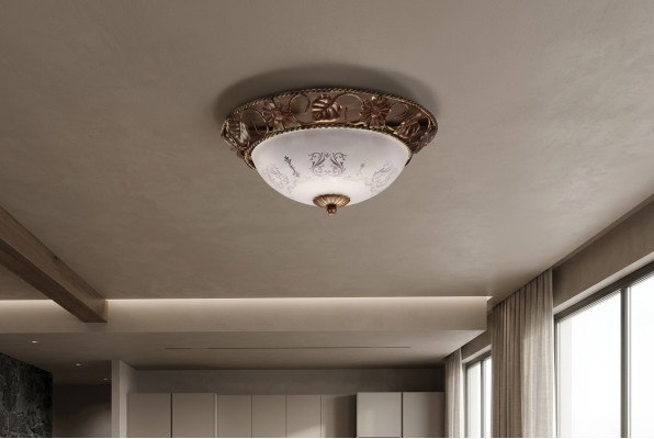 Lustre de plafond Lustre Lustre Lustre Plafonnier Lampes Verre Or Rond