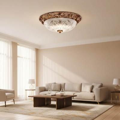 Lustre plafonnier Lustre Lustre Plafonnier Lampes Verre Or Art