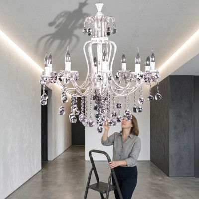 Lustre de plafond de luxe Lustre Lustre Lustre Lampe de plafond Cristal Argent
