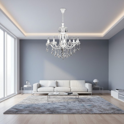 Lustre de plafond de luxe Lustre Lustre Lustre Lampe de plafond Cristal Argent