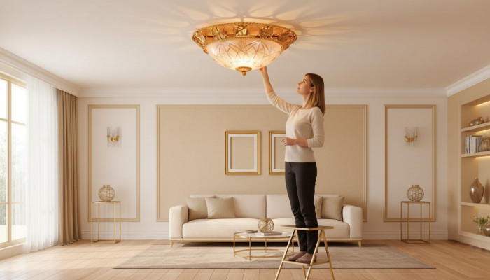Lustre Lustre Lampe de plafond Or Verre Lampes Métal