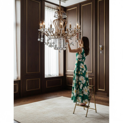 Lustre de plafond de luxe Lustre Lustre Lustre Lustre Lustre en cristal Doré 88x100