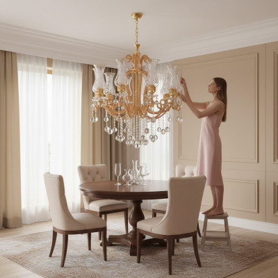 Lustre de plafond de luxe Lustre Lustre Lustre Lampe de plafond Cristal Or Lampe