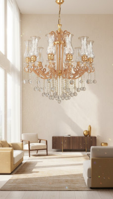 Lustre de plafond de luxe Chandelier Lustre Lustre Plafonnier Cristal Or