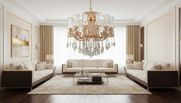 Lustre de luxe Cristal Lustre Chandelier Lustre Plafonnier Lampe en or
