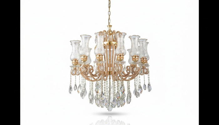 Lustre de luxe Cristal Lustre Chandelier Lustre Plafonnier Lampe en or