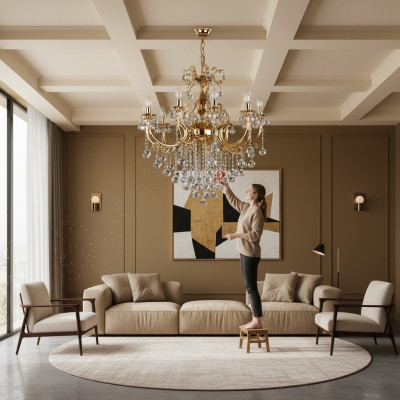Lustre de luxe Lustre de plafond Lustre Lustre Lustre Lampe de plafond en cristal doré