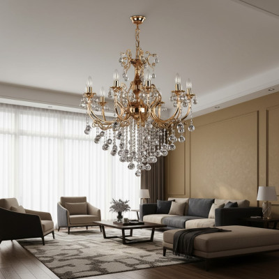 Lustre de luxe Lustre de plafond Lustre Lustre Lustre Lampe de plafond en cristal doré