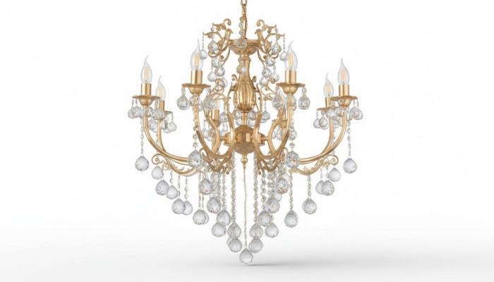 Lustre en cristal de luxe Plafonnier lustre en cristal Lampe de plafond Lampadaire doré