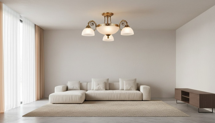 Lampes luminaire Plafonnier Lustre Lustre Blanc Lustre en verre Or