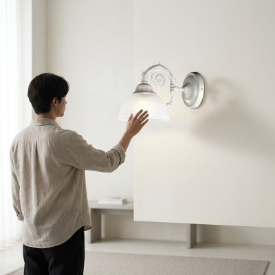 Applique murale lampe murale appliques murales Art Lüster Appliques murales Verre blanc