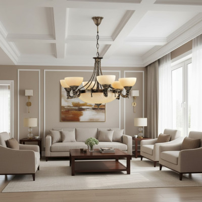 Lustre plafonnier Lustre moderne Lustre Plafonnier lampe en verre beige