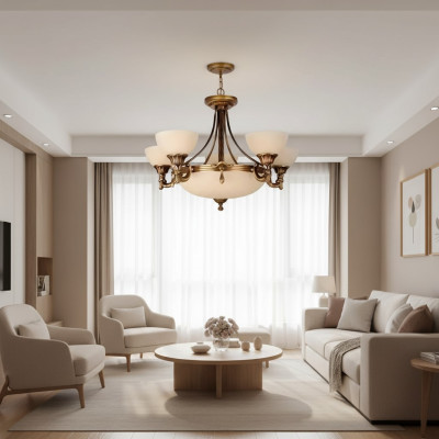 Lampe de plafond beige Lustre en cristal Lustre en verre doré Pièce maîtresse en cristal
