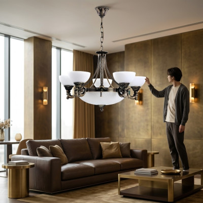 Lustre Lampe de plafond Lustre Lustre Verre Blanc Lampes Art