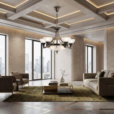 Lustre Lampe de plafond Lustre Lustre Verre Blanc Lampes Art