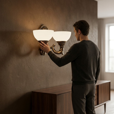 Lampe murale Lumières murales Lampe murale d'art Lustre Lampes murales Verre blanc