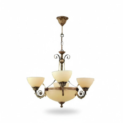 Plafonnier Lustre Lampe de plafond Lustre Lustre en verre Beige Art