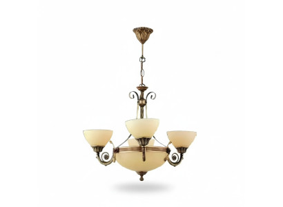 Plafonnier Lustre Lampe de plafond Lustre Lustre en verre Beige Art