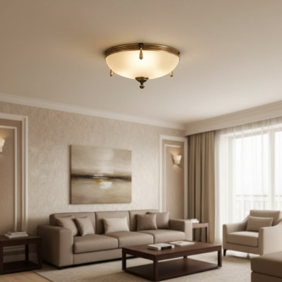 Lustre Plafonnier Lampe Plafonnier Lustre Verre Beige Art