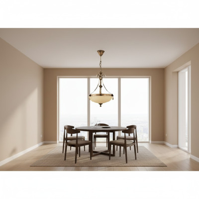 Lustre Plafonnier Lampe Lampe de plafond Chandelier Verre Beige Art