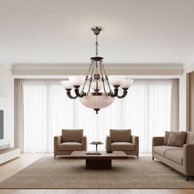 Lustre de plafond blanc Lampe lustre Plafonnier en verre Art